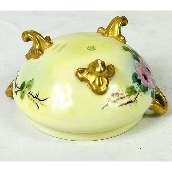 Vtg GDA Limoges France Gold Gilt Footed Porcelain Powder Dresser Jar Trinket Box - Picture 11 of 13